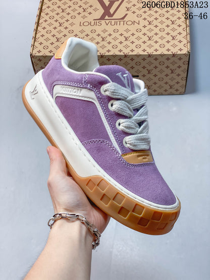 Louis Vuitton Tilted Suede Low-Top Sneakers, Purple