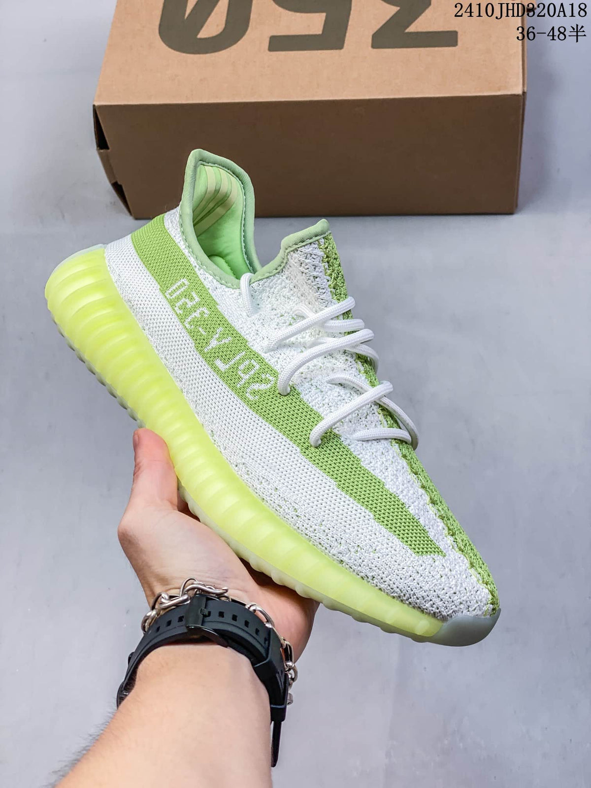Adidas Yeezy Boost 350 V2 Green and White Sneakers