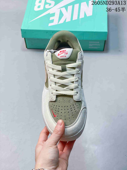 Nike SB Force 58 Low-Top Skate Shoes, Olive and White