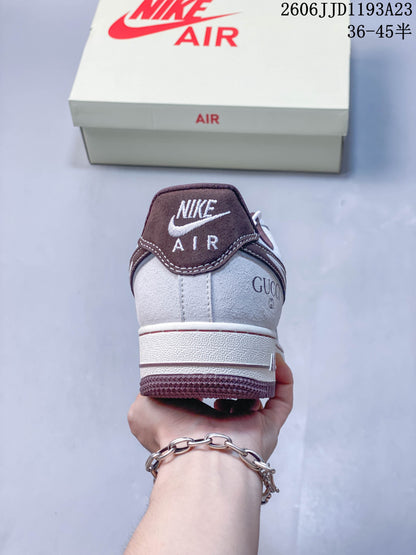 Nike Air Force 1 Low White and Burgundy Sneakers