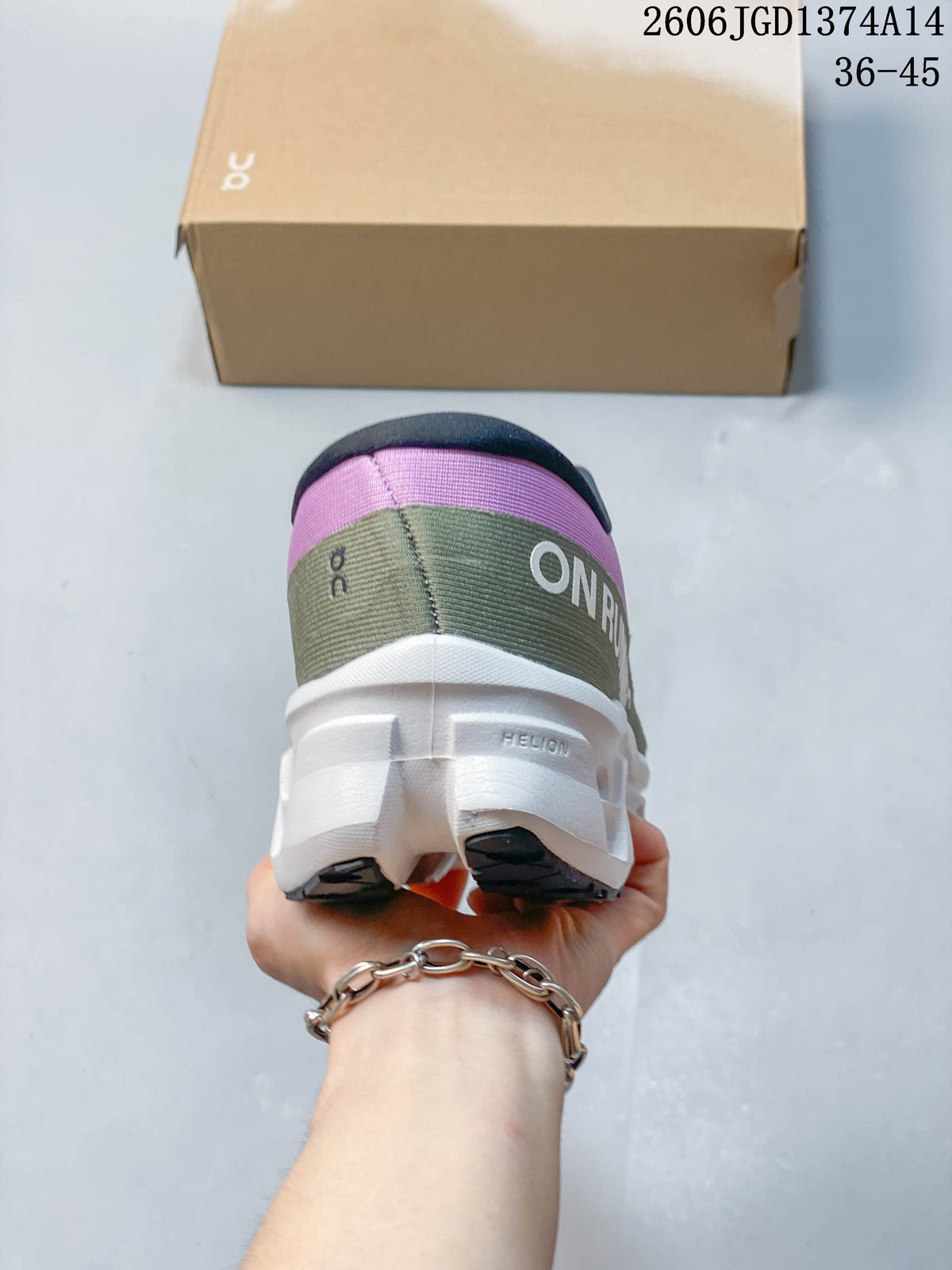 On Cloudmonster 3 Running Shoes in Lilac and Olive