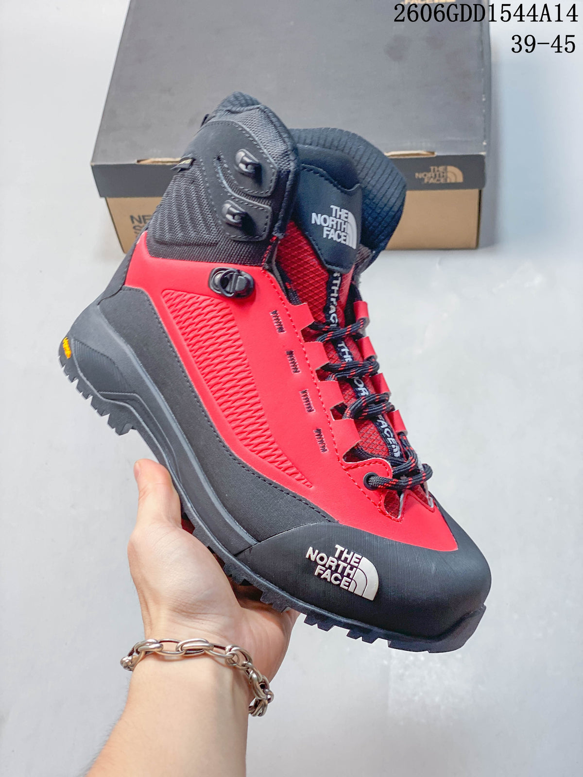 The North Face Verto Alpine Mid Hiking Boots, Red and Gray