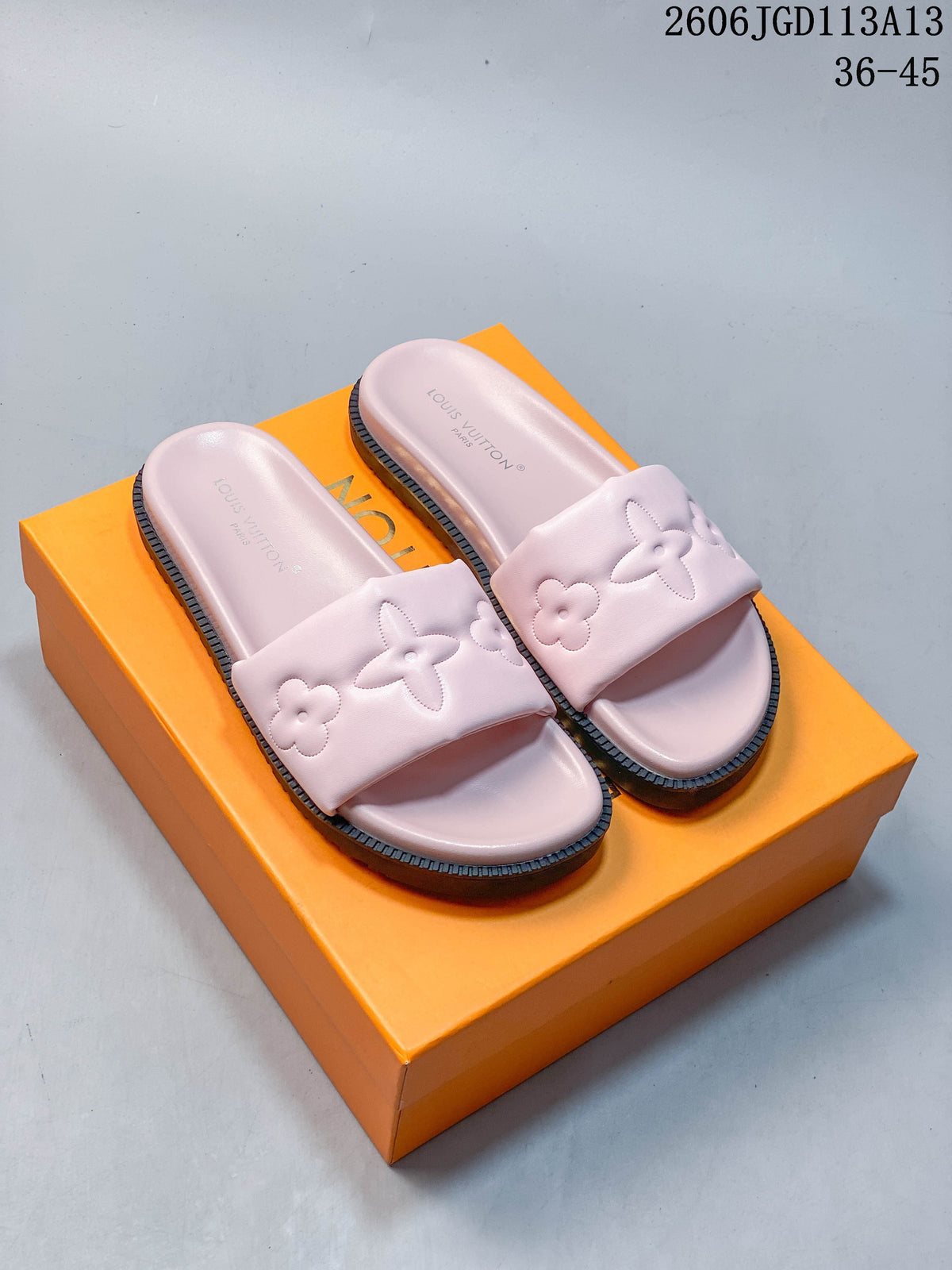 Louis Vuitton Embossed Floral Slide Sandals