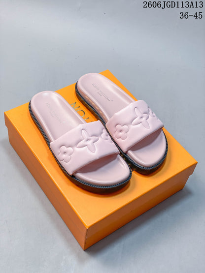 Louis Vuitton Embossed Floral Slide Sandals