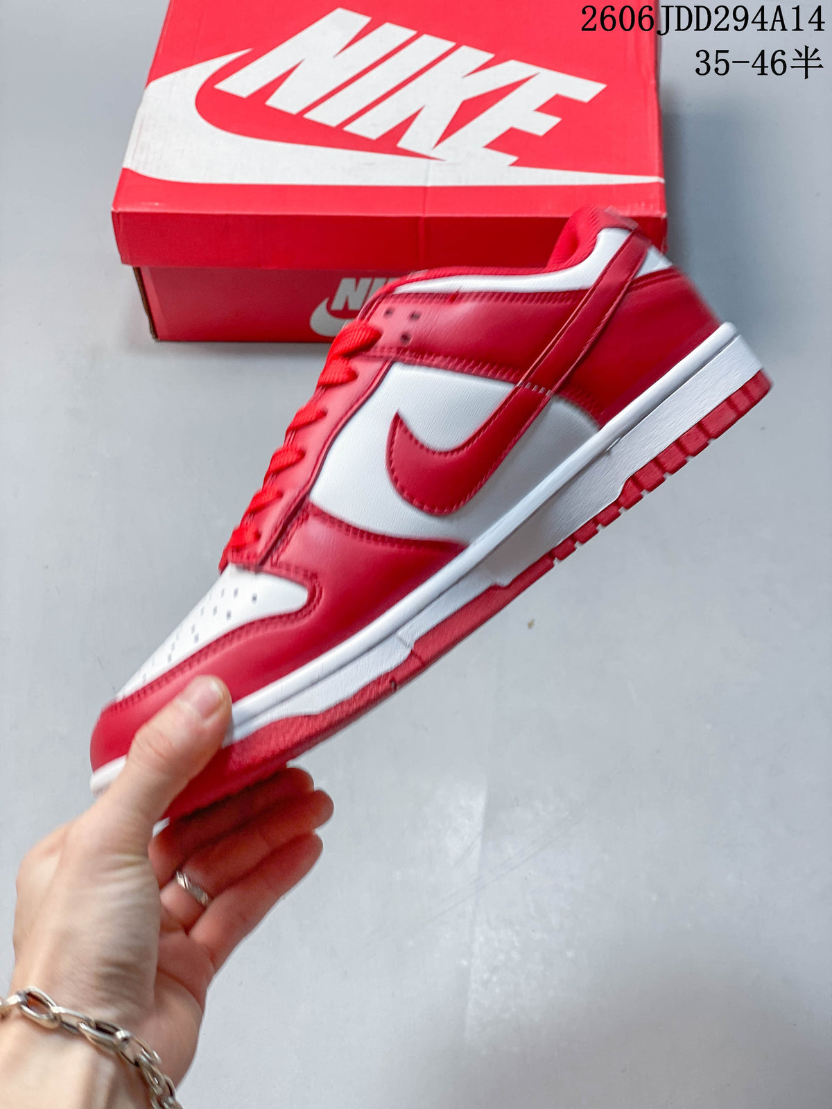 Nike Dunk Low Sneakers Red and White IB4417-104