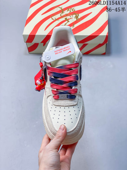 Nike Air Force 1 '07 Low Sneakers in Cream, Red and Navy