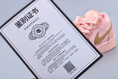 Pink sneaker beside a photographed Chinese document; the document's claims are not independently verified.