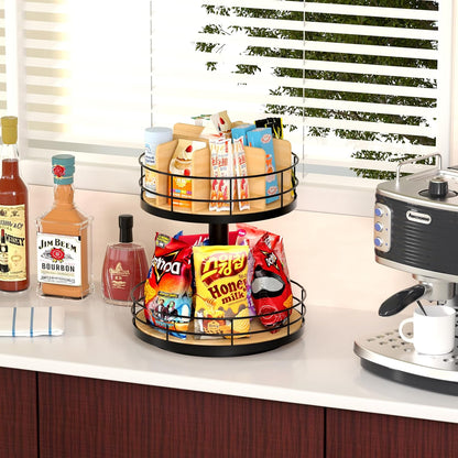 Snack Organizer - Versatile Snack Storage 2 Tier Lazy Susan with Convenient Grab-and-Go Design
