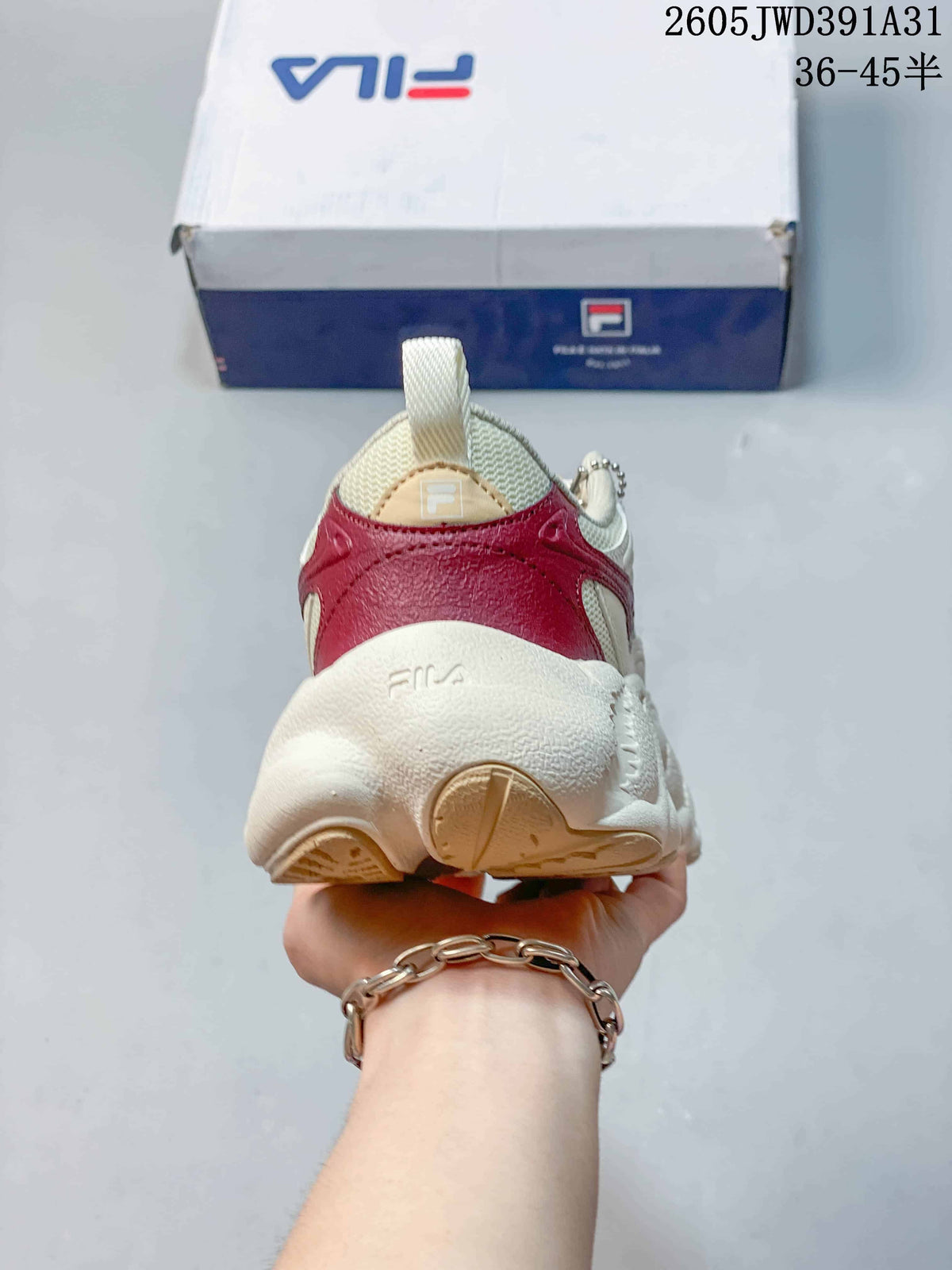 FILA Croissant 1S Low-Top Casual Sneakers, Ivory and Burgundy