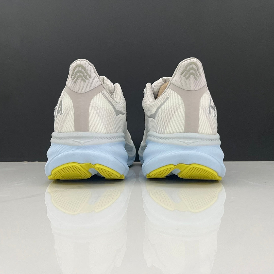 HOKA Clifton 9 Running Shoes in Gray and Blue