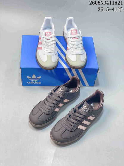 adidas Samba Low-Top Sneakers in White and Pink