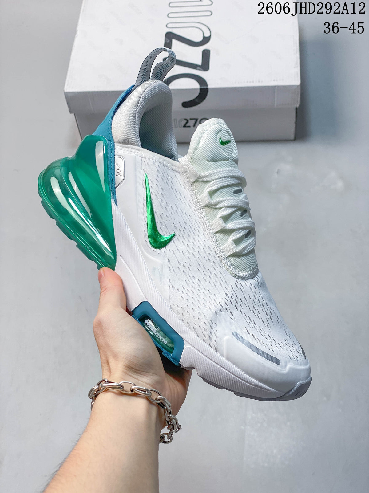 Nike Air Max 270 White and Green Sneakers