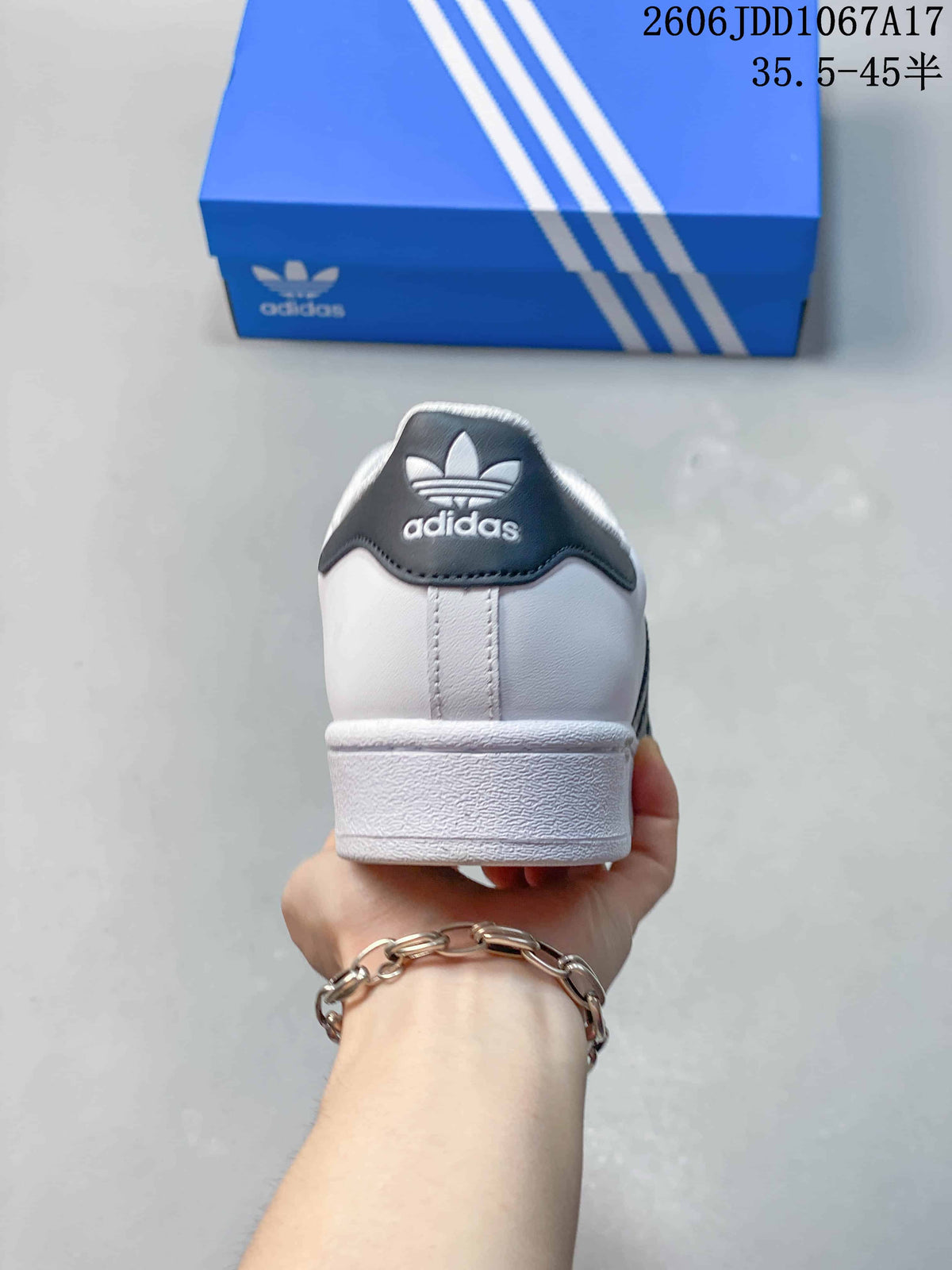 Adidas Superstar White and Black Shell-Toe Sneakers
