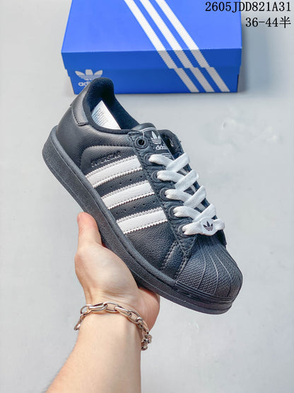 Adidas Superstar Shell-Toe Sneakers in White and Black
