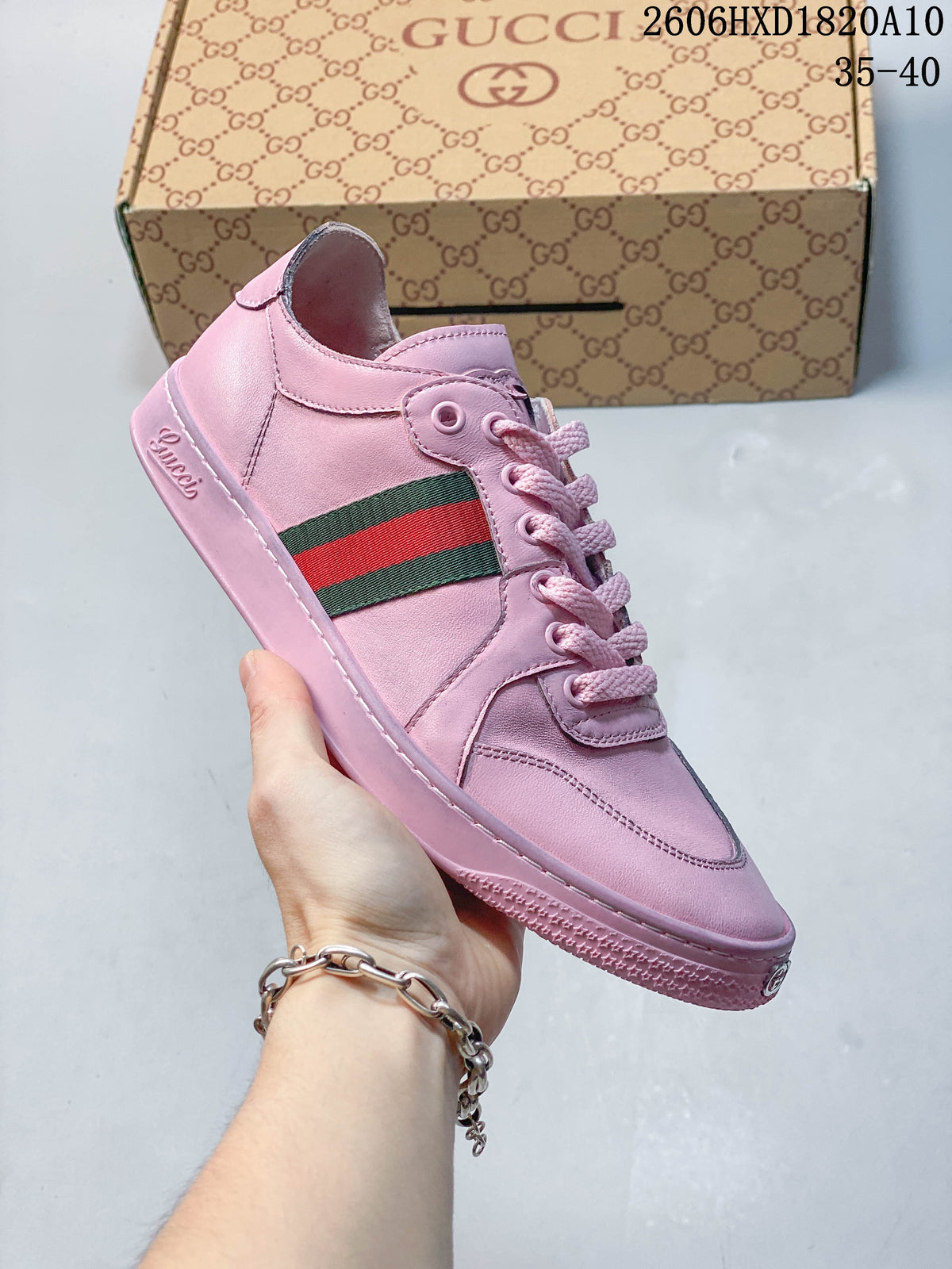 Gucci Pink Retro Low-Top Sneakers with Web Stripe 2606HXD1820A10