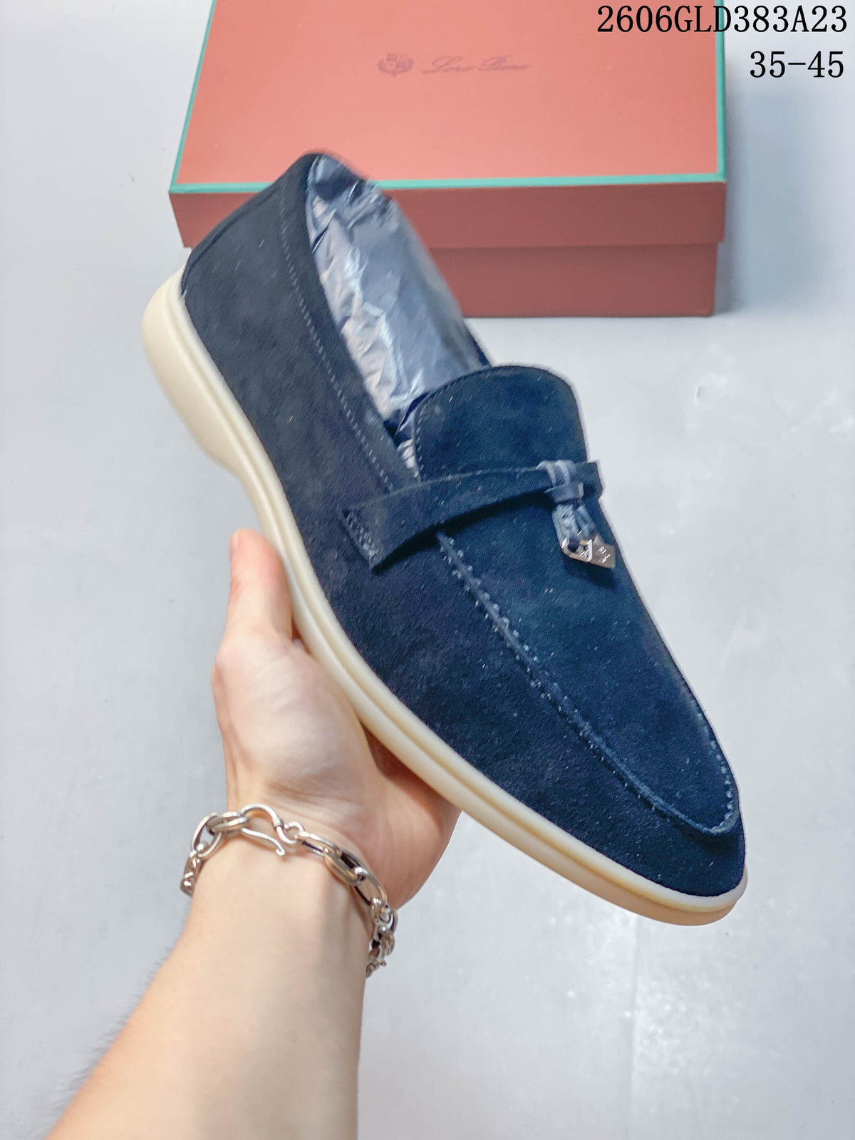 Loro Piana Tassel Loafers in Navy and Beige