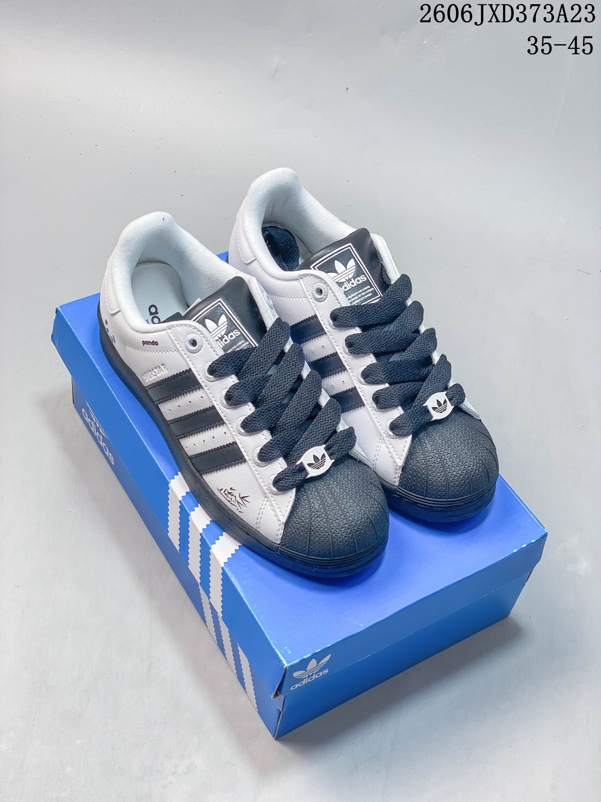 Adidas Originals Superstar Low-Top Sneakers, White and Dark Gray