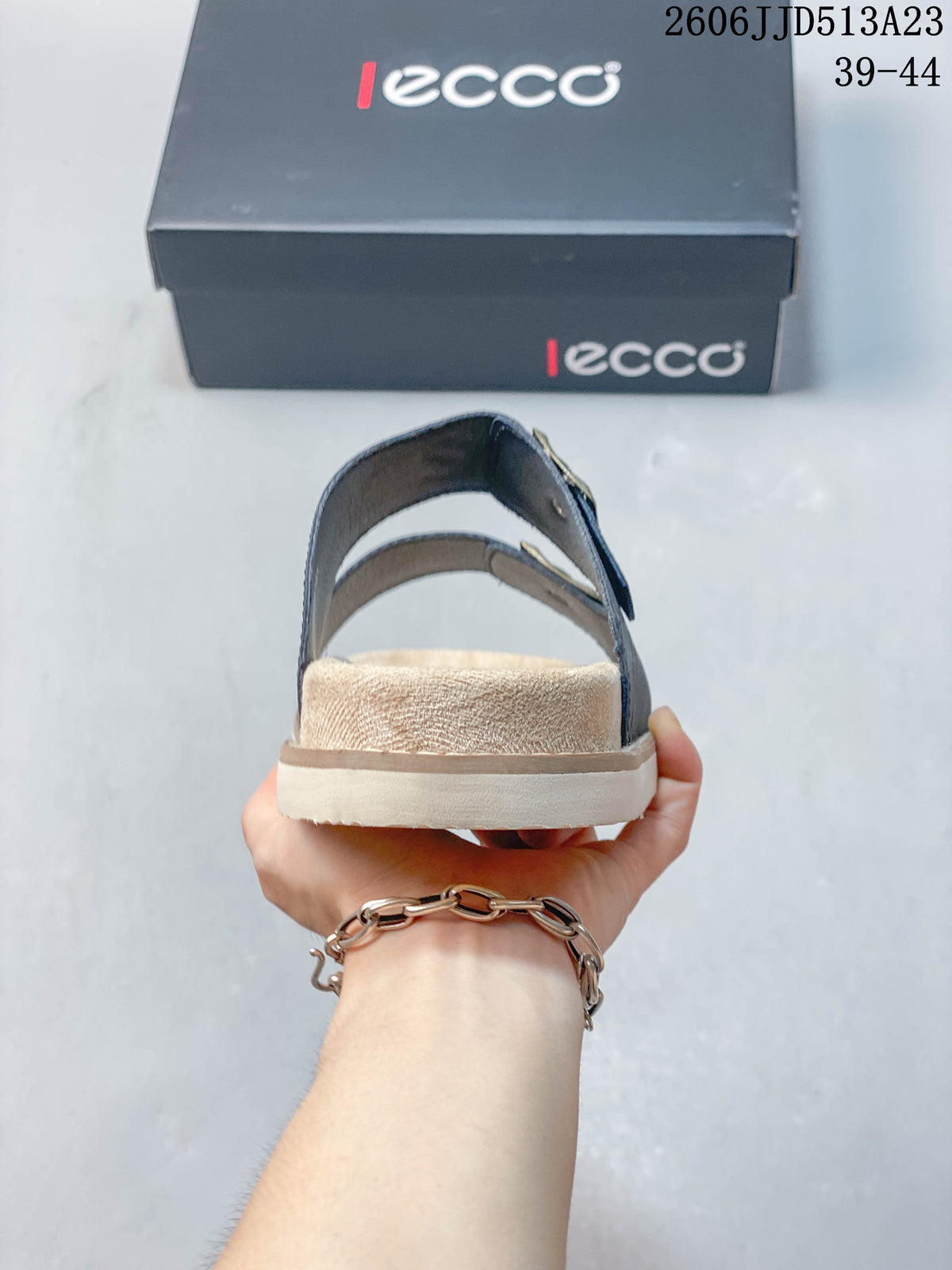 ECCO Two-Strap Slide Sandals in Slate Blue