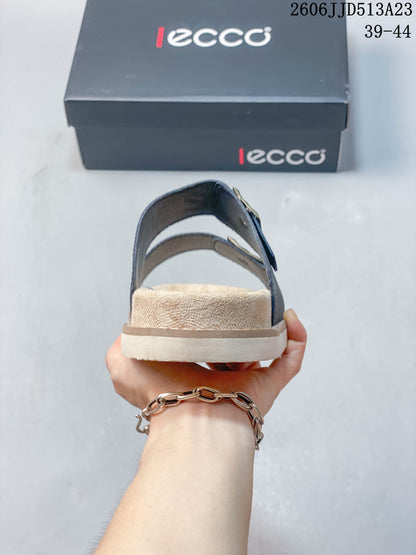 ECCO Two-Strap Slide Sandals in Slate Blue
