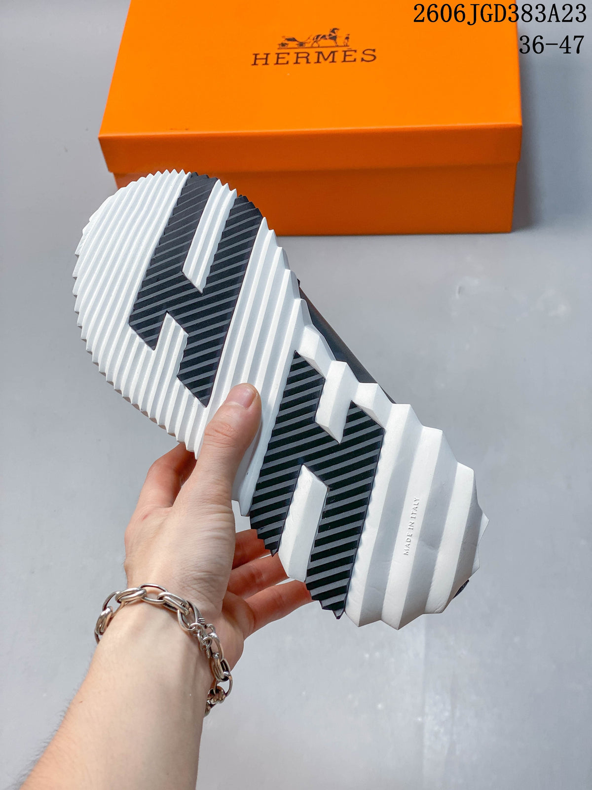 Hermès Low-Top Sneakers in Navy and White