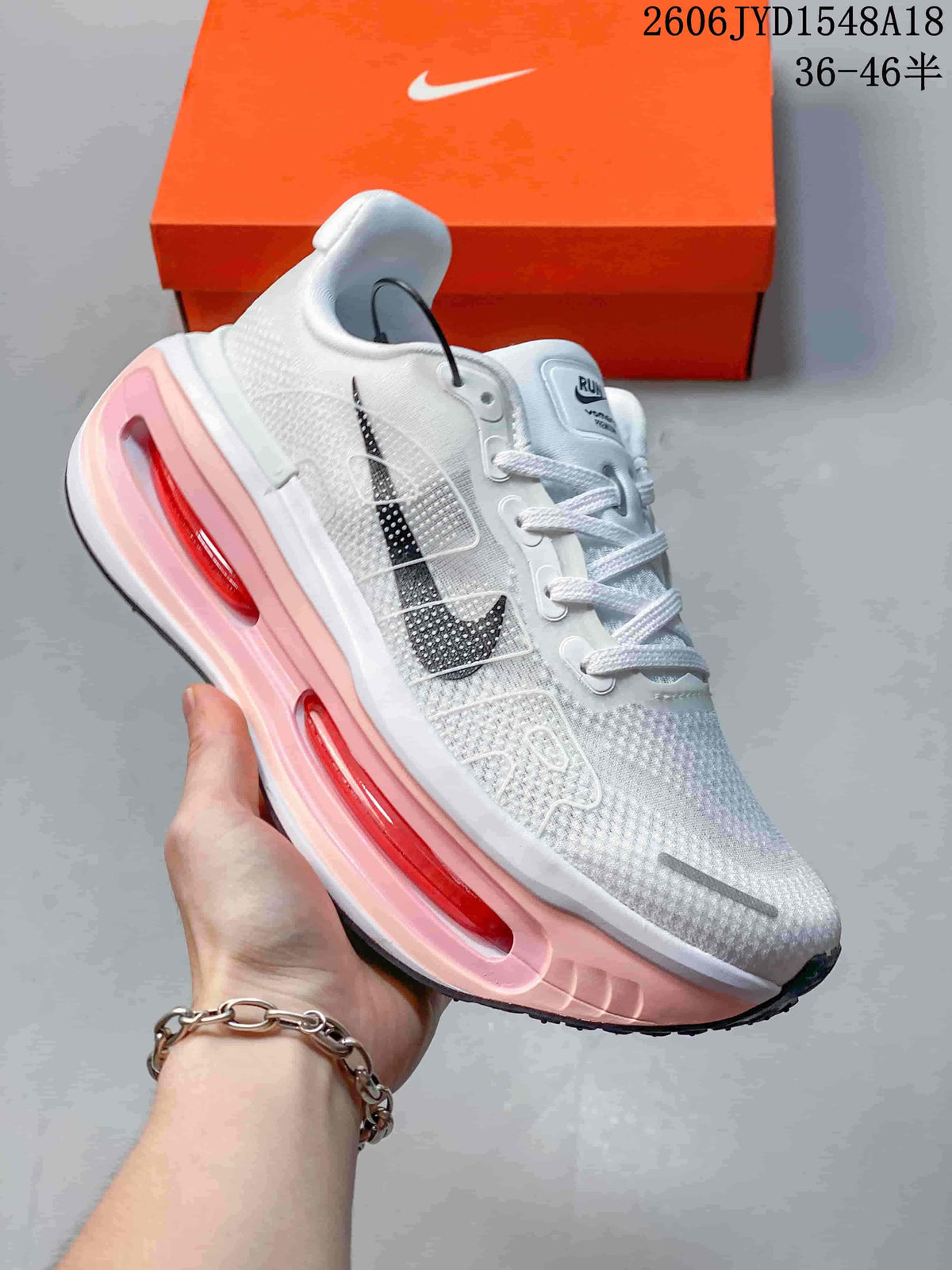 Nike Vomero Premium Running Shoes, White and Pink