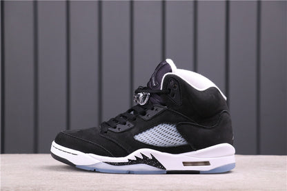 Opposite side profile showing the black upper, translucent side panel, white midsole, and translucent outsole.