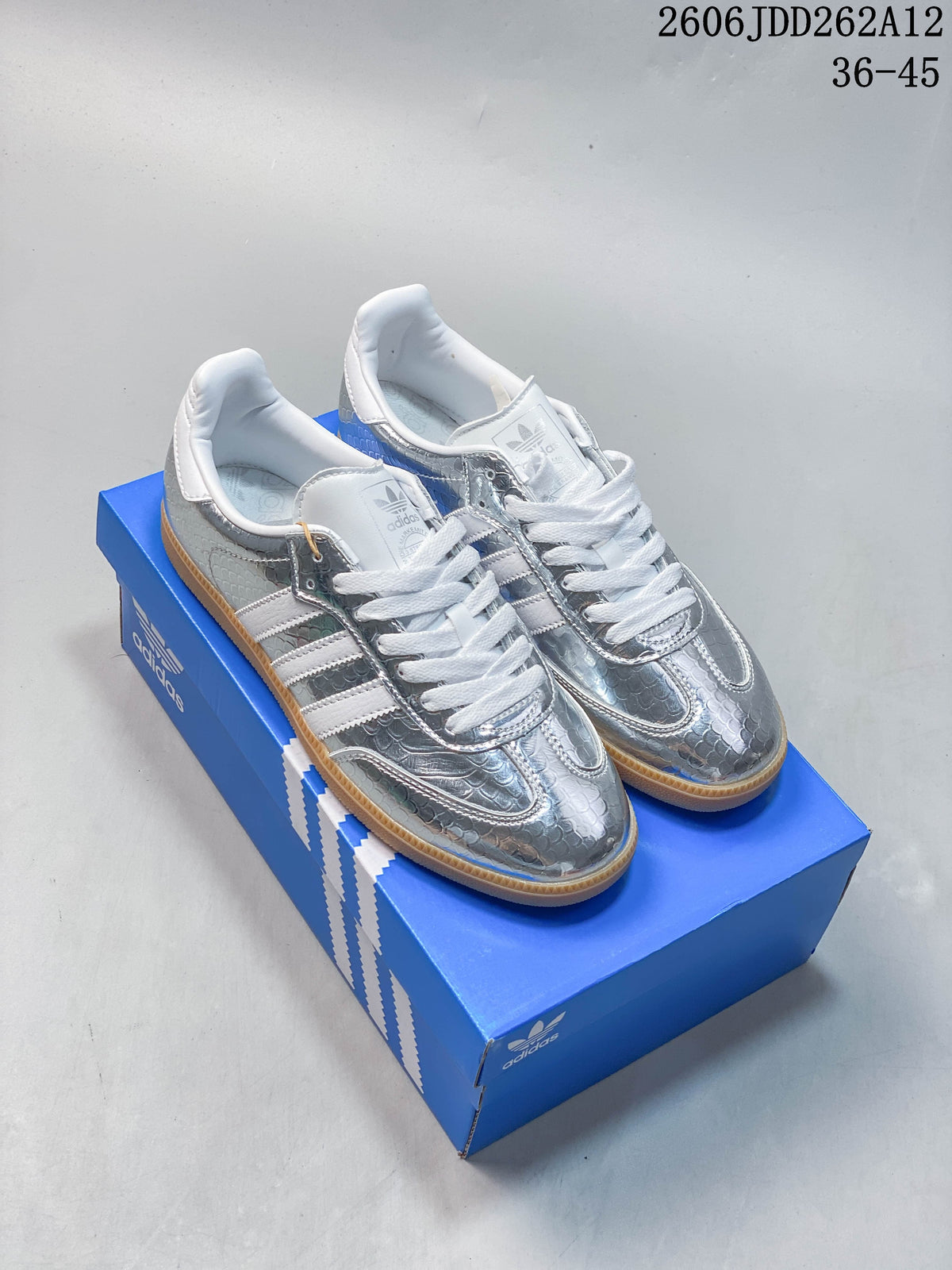 adidas Samba OG Low-Top Sneakers, Silver and Gum Sole