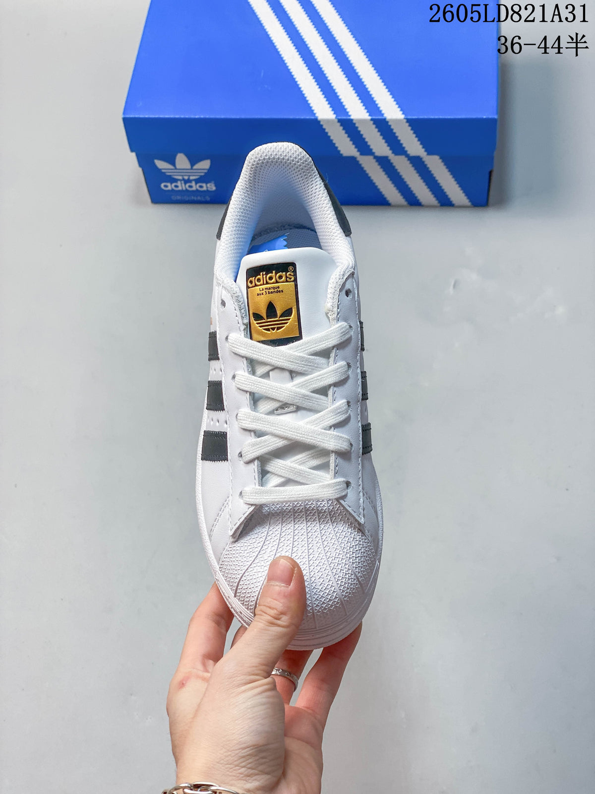 Adidas Superstar White and Black Shell-Toe Sneakers