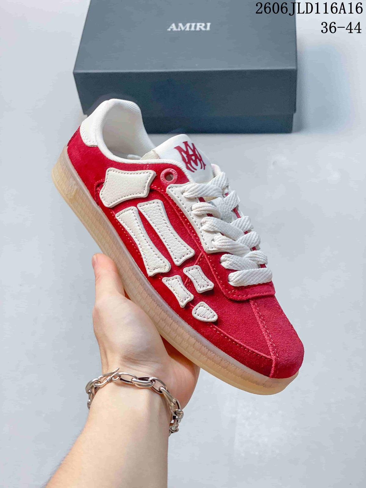 AMIRI Pacific Bones Low-Top Sneakers Red and White
