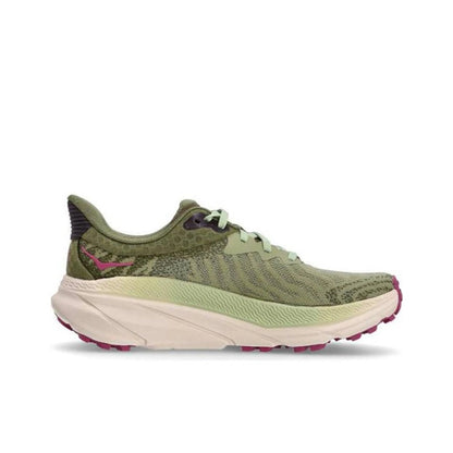 HOKA Trail Running Shoes in Olive Green and Pink