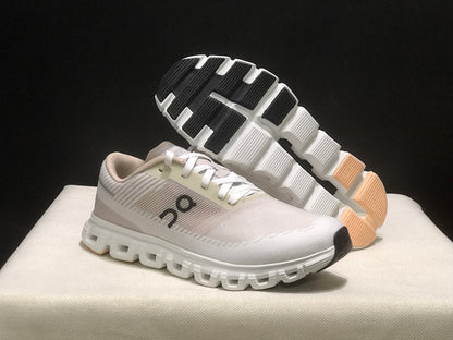 On Cloud 6 Push Sneakers in White and Beige