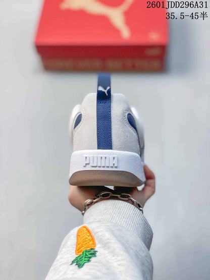 PUMA 180 White Platform Sneakers with Navy Accents