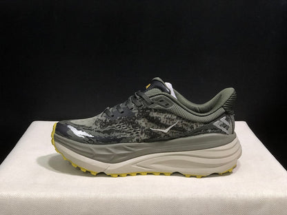 HOKA Stinson 7 Trail Running Shoes, Gray and Yellow