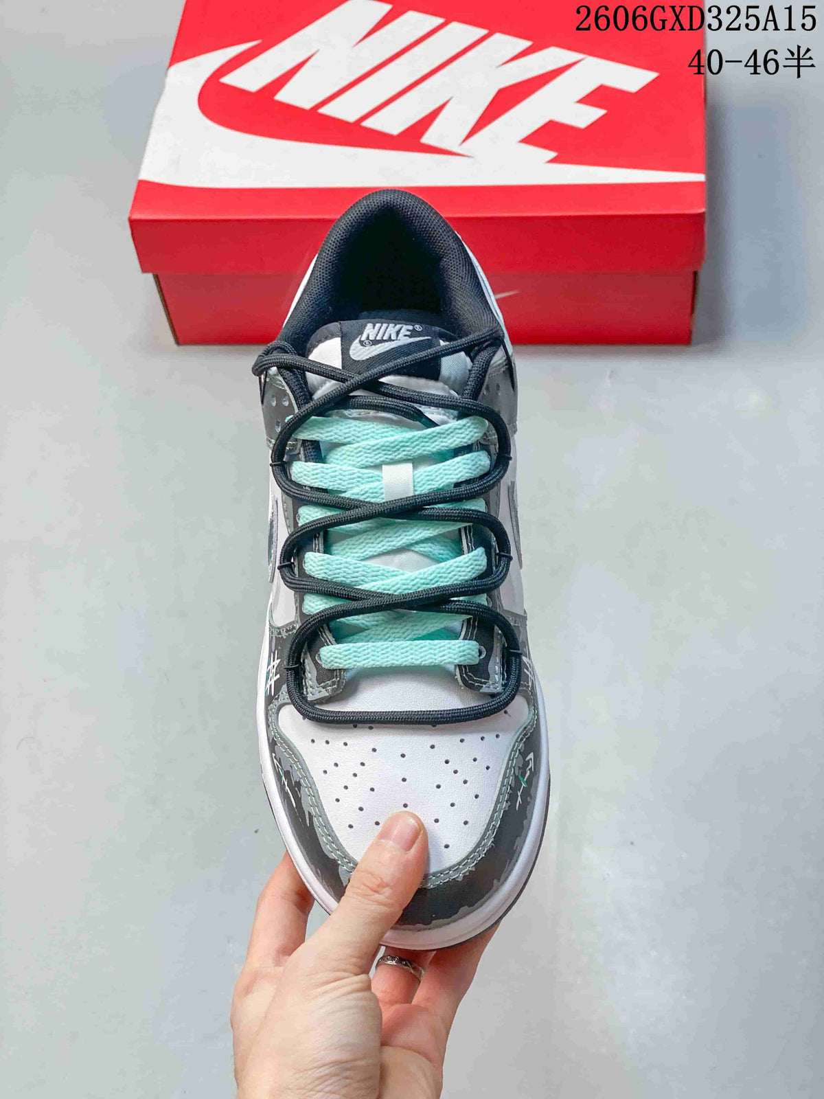 Nike Dunk Low Retro DIY Custom Sneakers in Gray and White