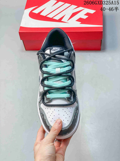 Nike Dunk Low Retro DIY Custom Sneakers in Gray and White