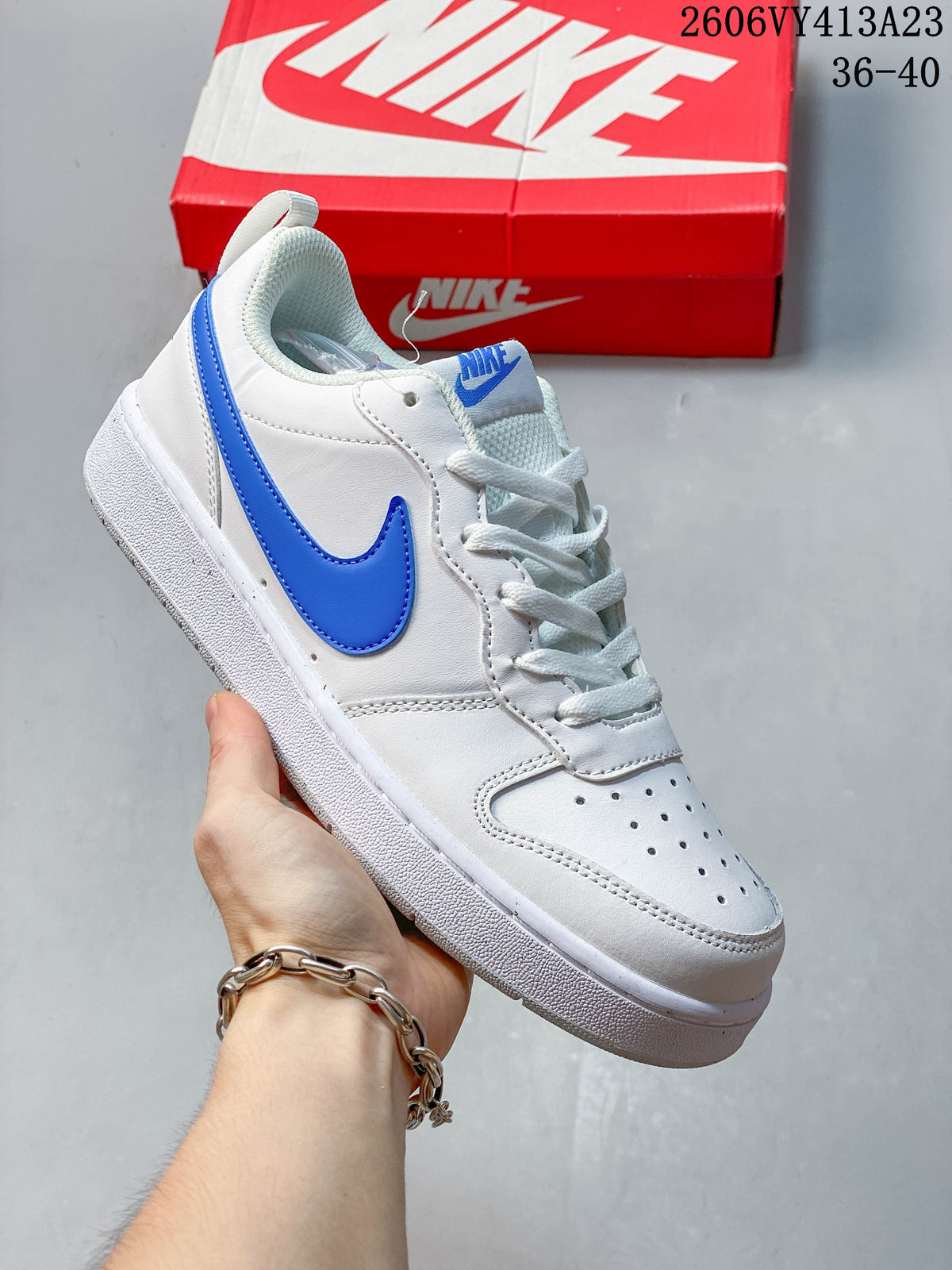NikeCourt Borough 2 Low Sneakers, White and Blue
