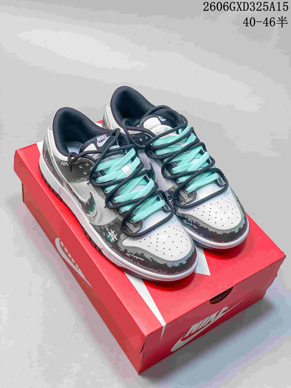Nike Dunk Low Retro DIY Custom Sneakers in Gray and White