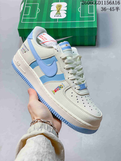 Nike Air Force 1 Low Cream and Blue Sneakers