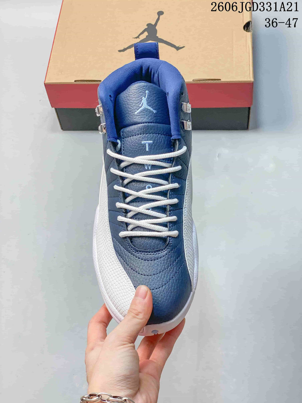 Jordan Air Jordan 12 High-Top Basketball Shoes, Blue/White