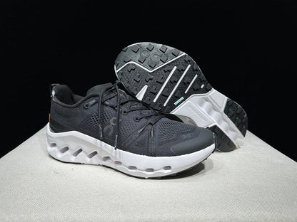 On Cloudsurfer Trail Black and White Trail Running Shoes