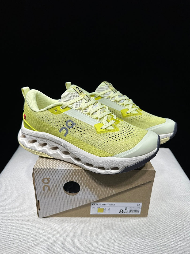 On Cloudsurfer Trail 2 Trail Running Shoes, Ivory Lime