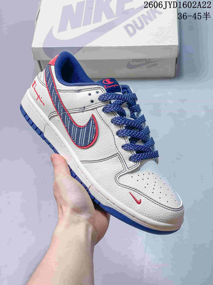 Nike SB Dunk Low Striped White, Blue and Red Sneakers
