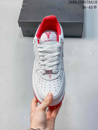 Nike Air Force 1 Low Kobe White Red Sneakers 611270ASWPR