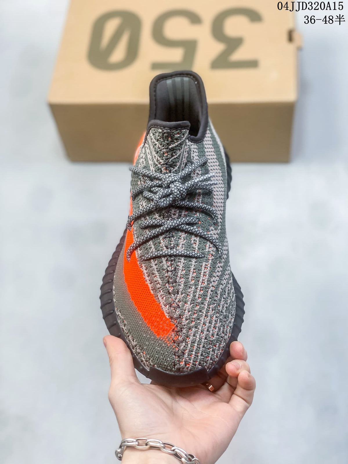 Adidas Yeezy Boost 350 V2 Gray and Orange Sneakers