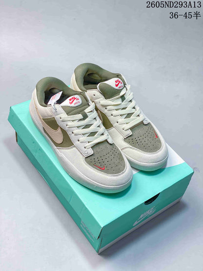 Nike SB Force 58 Low-Top Skate Shoes, Olive and White
