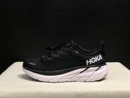 HOKA Clifton 8 Running Shoes, Black and White