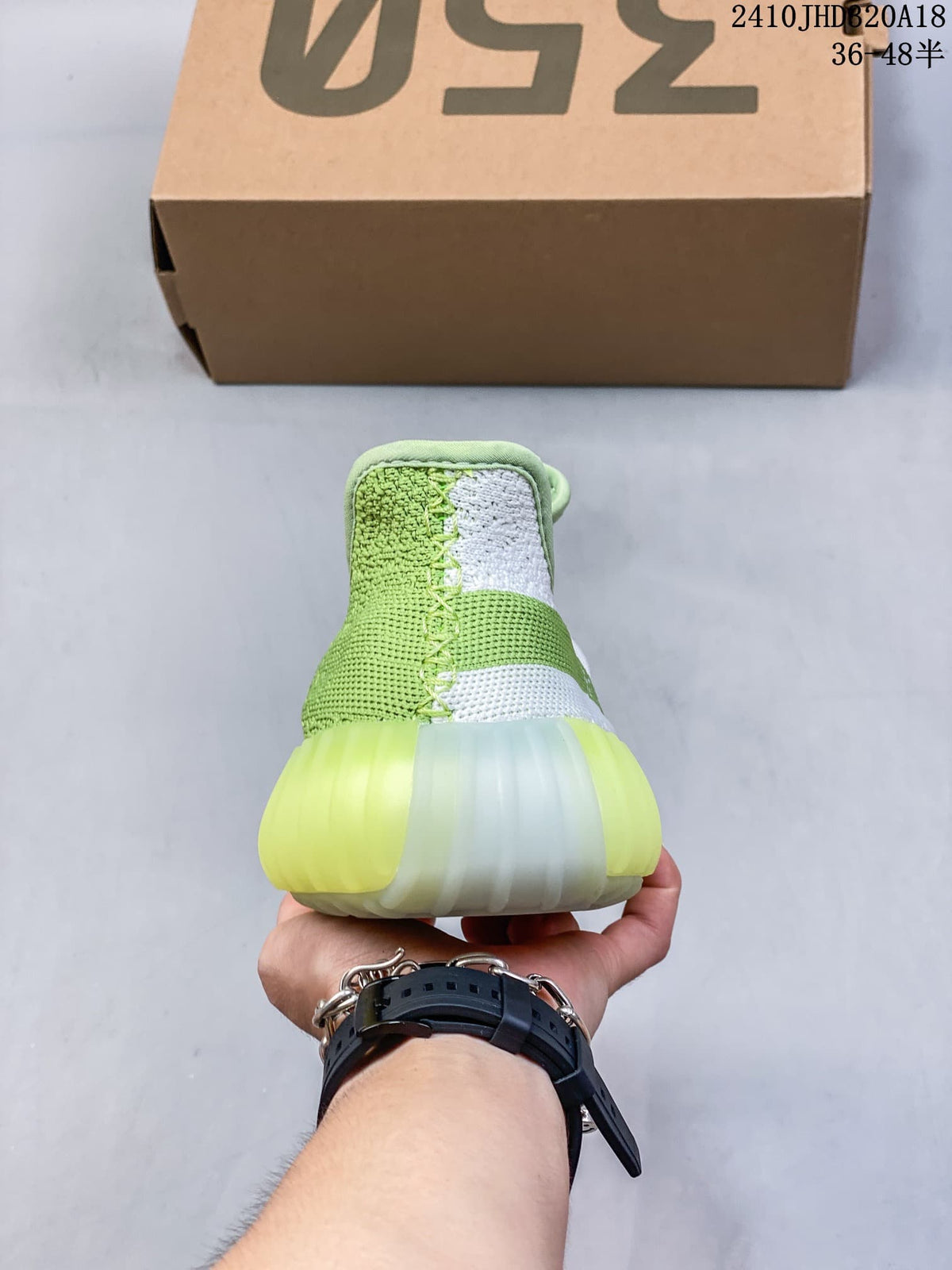 Adidas Yeezy Boost 350 V2 Green and White Sneakers