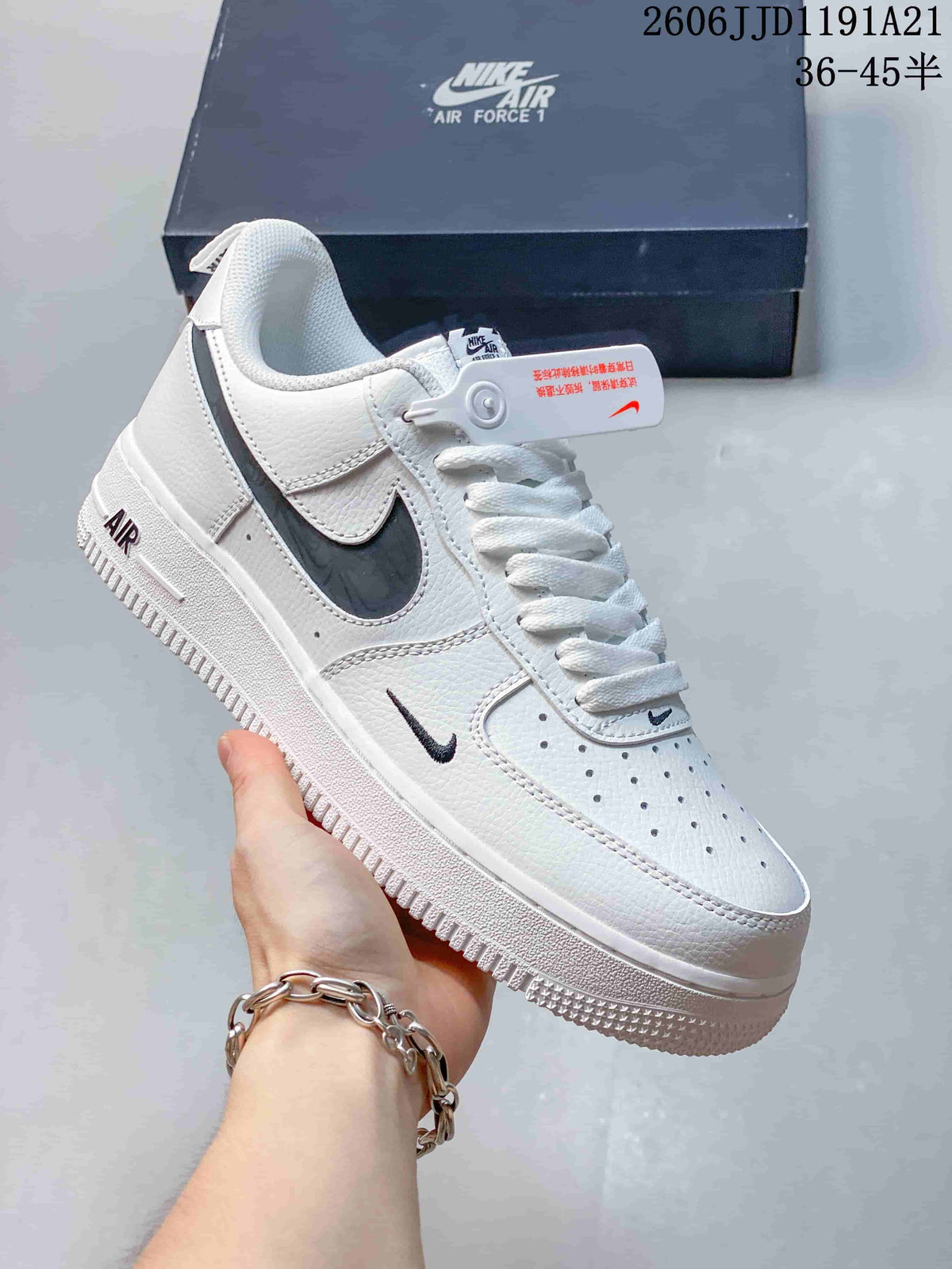 Nike Air Force 1 Low White Sneakers with Contrast Swoosh