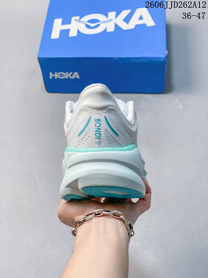 HOKA Bondi 9 White Running Shoes