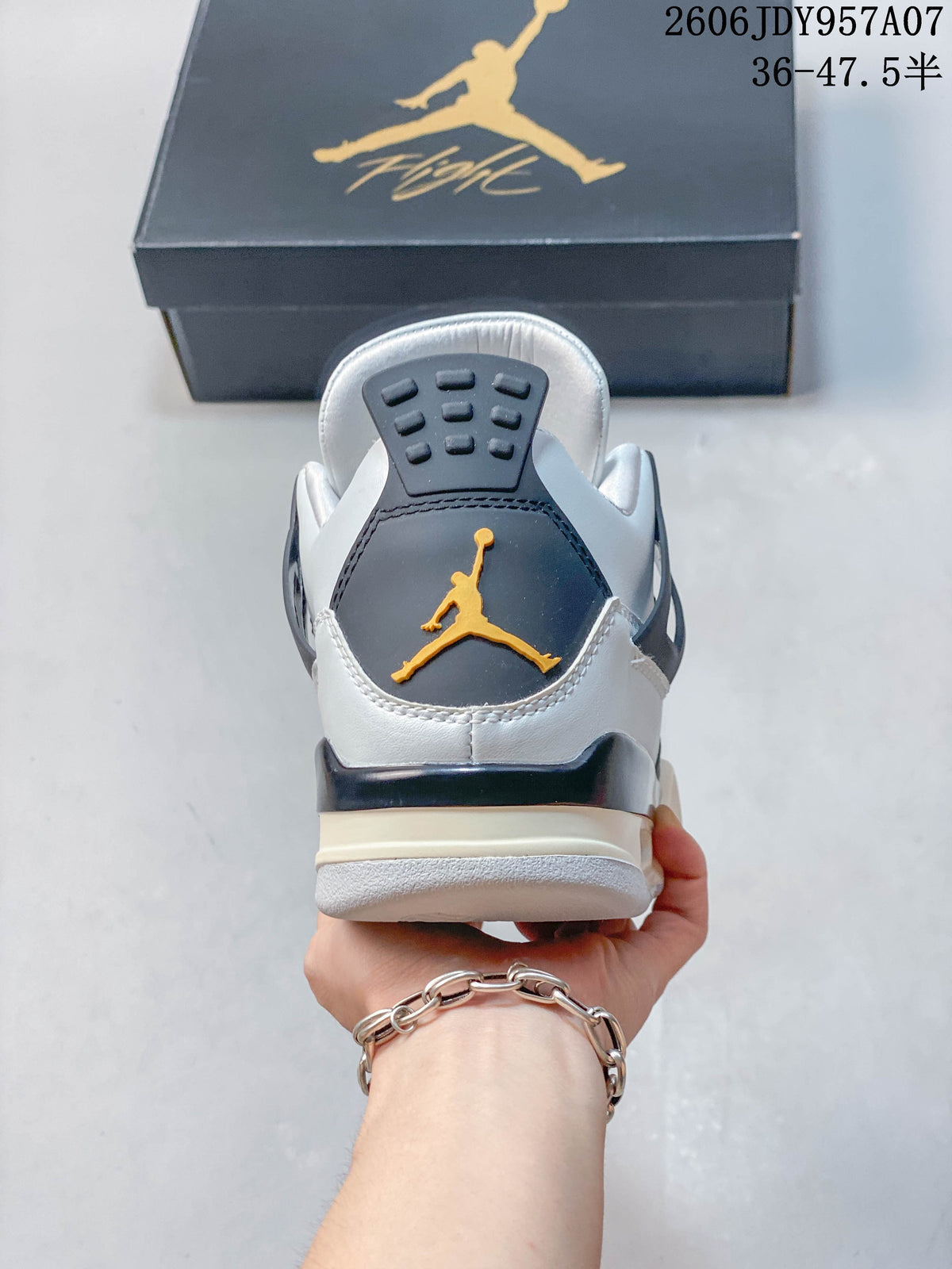Jordan 4 Pure Platinum Mid-Top Sneakers in White and Black
